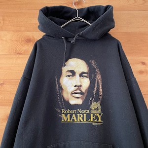 【BOB MARLEY】ボブマーリー 顔 プリント オフィシャル パーカー プルオーバー コピーライト US古着 アメリカ古着