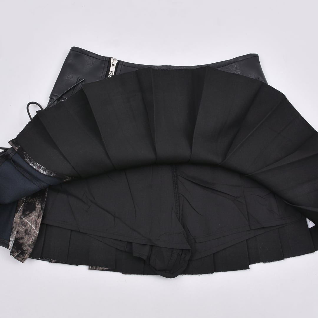 チェックドッキング☆レザープリーツスカート | VOLCAN&APHRODITE