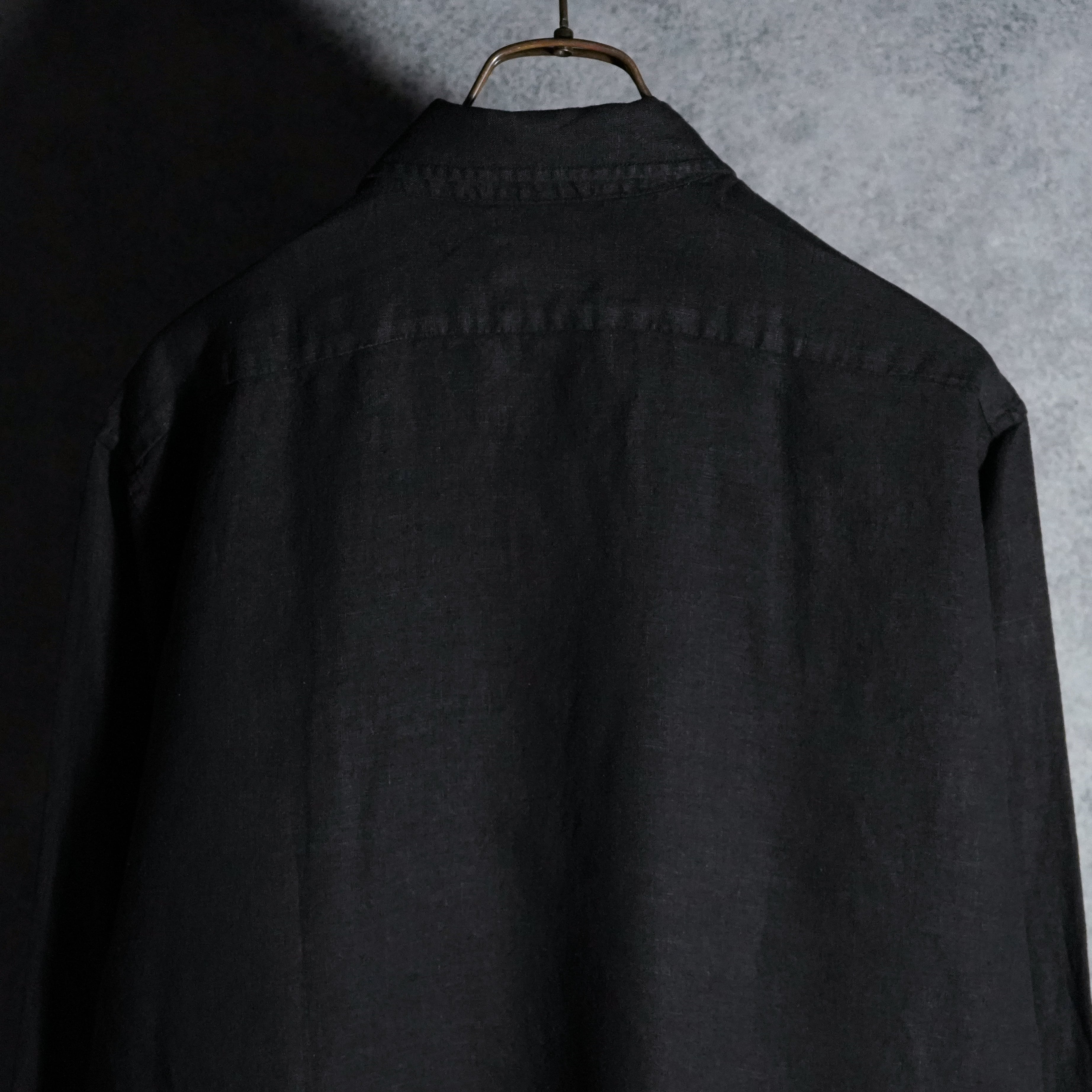 GAMBERT CUSTOM SHIRTS Linen Double Flap Pocket Black ギャンバート