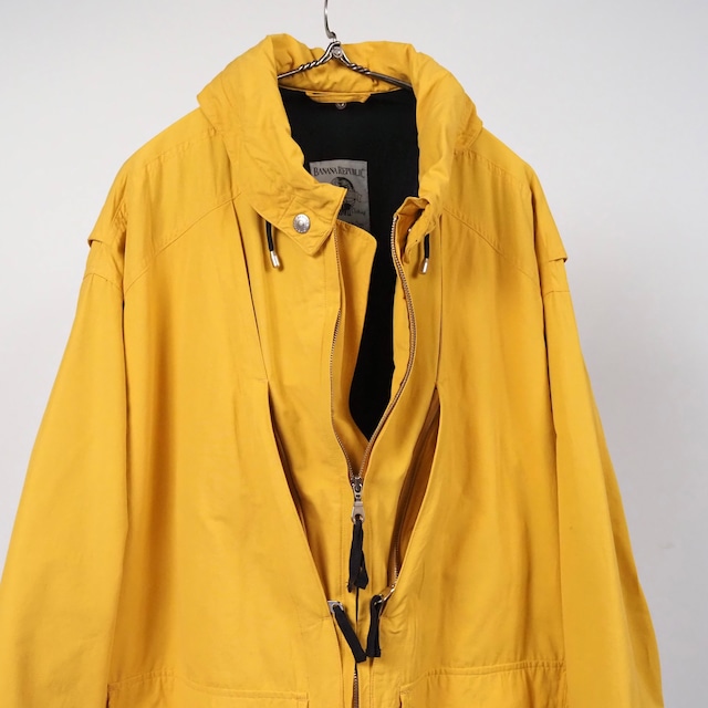 BANANA REPUBLIC TRAVEL Clothing  “逆ハの字”  Multiple Pockets Cotton/Nylon Jacket L Yellow 90s バナナリパブリック サファリトラベル