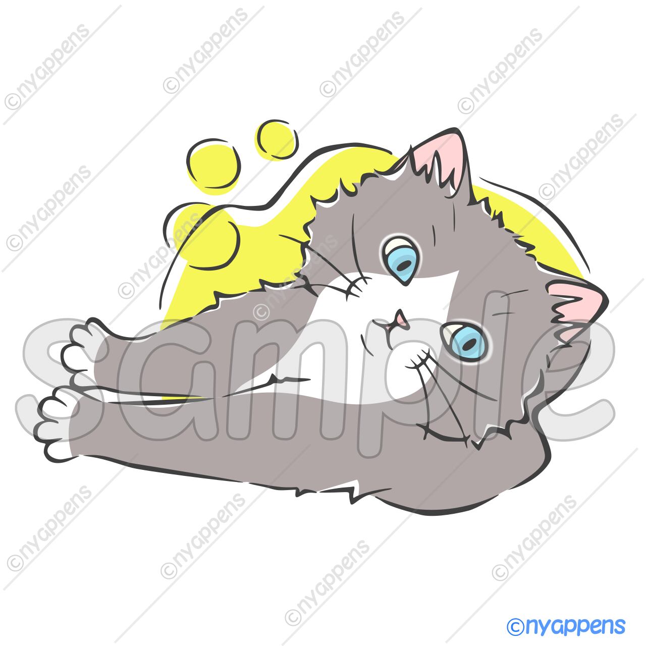 【商用利用OK】ほのぼの手書き猫イラスト<S16>まったり