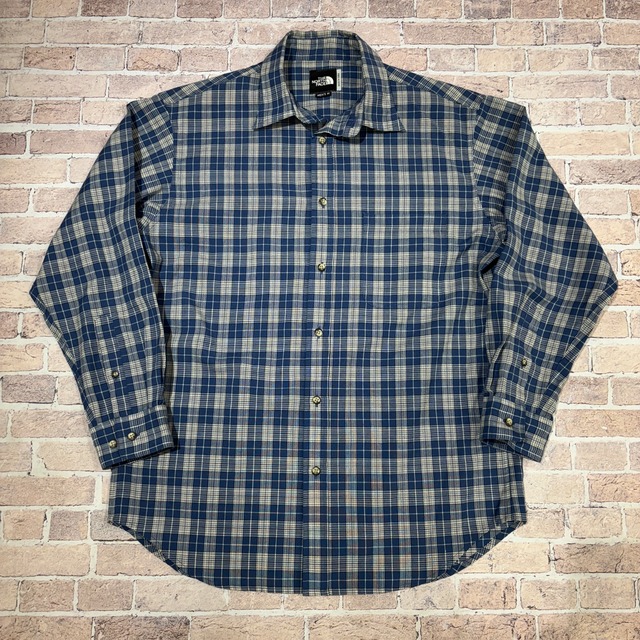 NORTH FACE CHECK SHIRT BLUE SIZE M