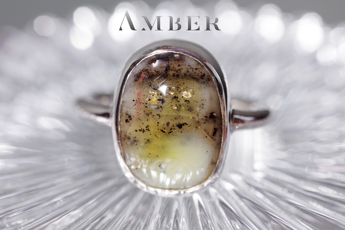 New『AMBER』& 『琥珀』(こはく)の世界でひとつの天然石リング silver925 + ロジウムコーティング | Beobijou
