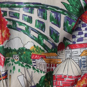 美品 XL USA 水彩画風 白 総柄 アロハ ポロラルフローレン 半袖開襟シャツ ホワイト