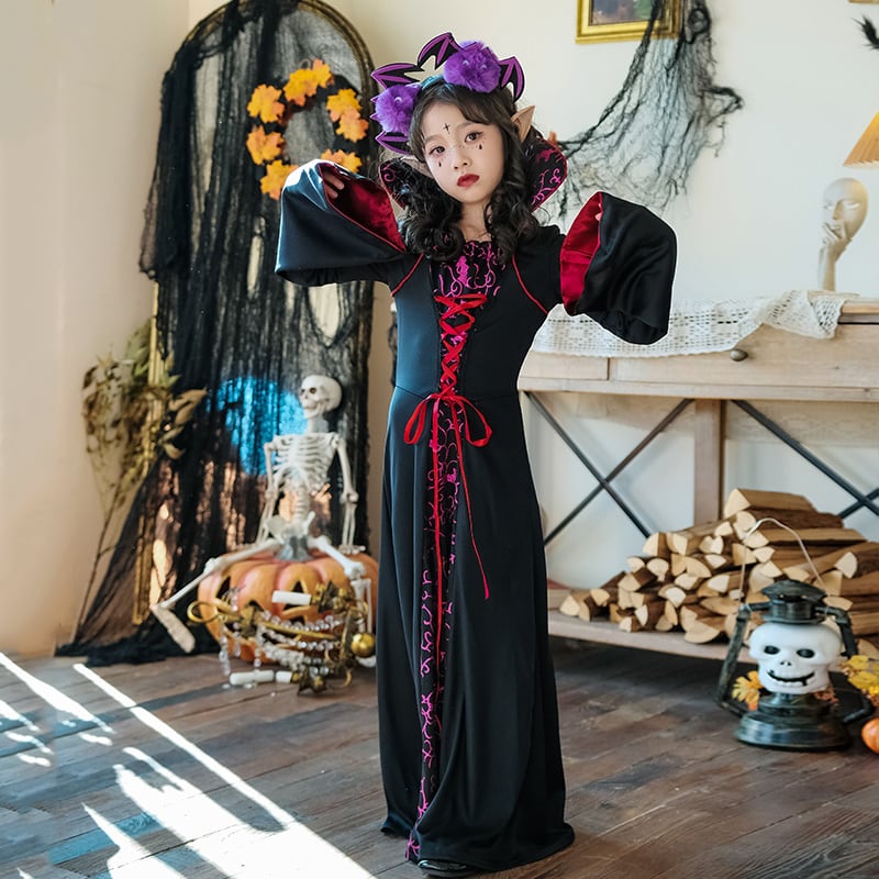 3点）ハロウィン コスプレ 魔女 コウモリ 子供 120cm-150cm 仮装 ワンピース76732666 miyabi5