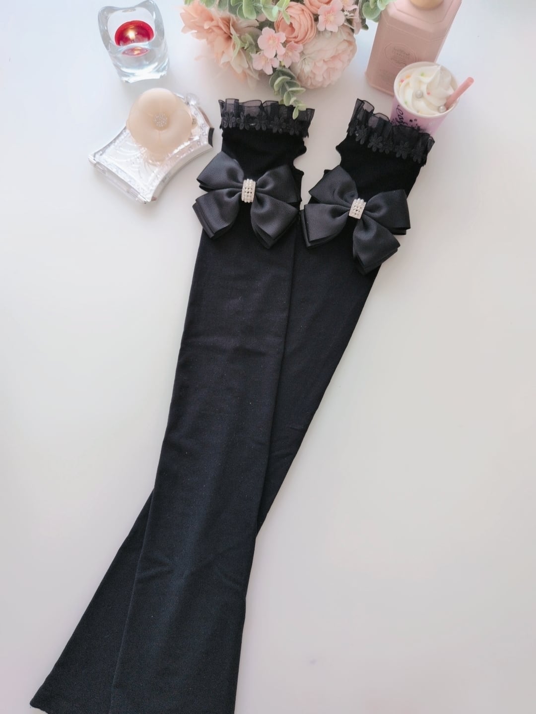日焼け対策に可愛いリボンアームカバー | 大人可愛いハンドメイド