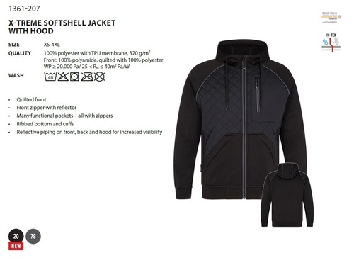 1361-207 X-TREME SOFTSHELL JACKET WITH HOOD