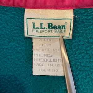 【L.L.Bean】70s 80s USA製 ハーフスナップ フリース ジャケット プルオーバー 筆記体ロゴ 刺繍ロゴ ビンテージ US古着