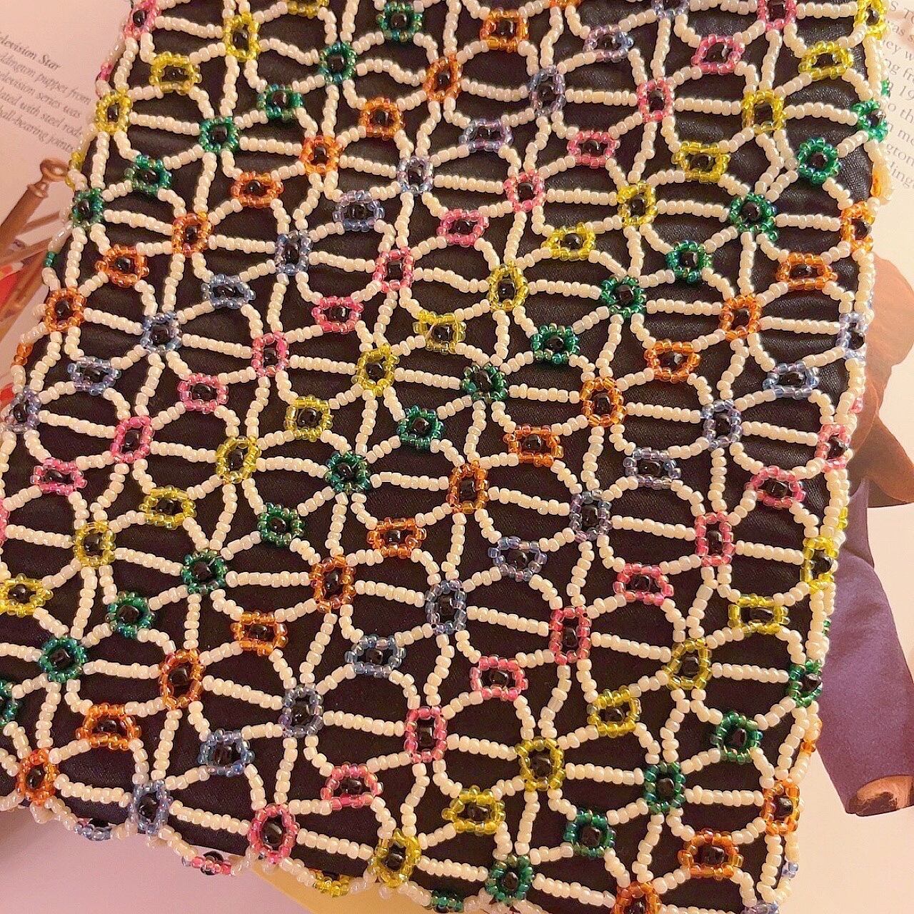 colorful mini beads shoulder bag