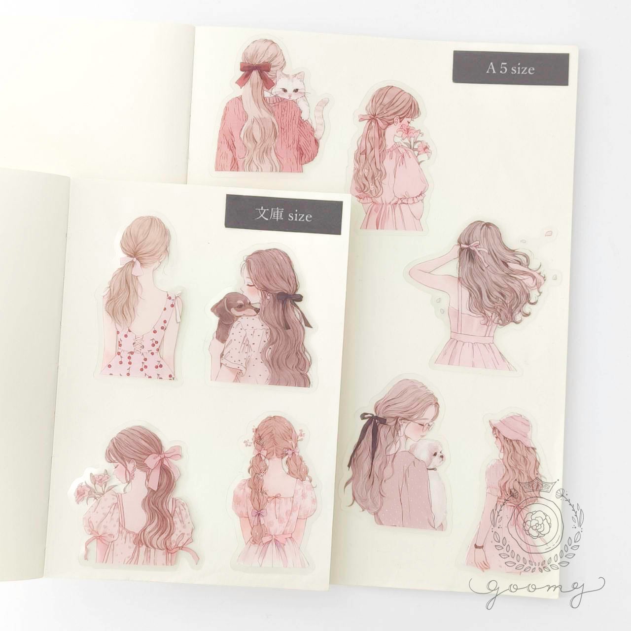 後ろ姿女の子ロールシール+ポチ袋セット　Ciel様デザインペーパー&シール 後ろ姿女の子ロールシール+ポチ袋セット Ciel様デザインペーパー