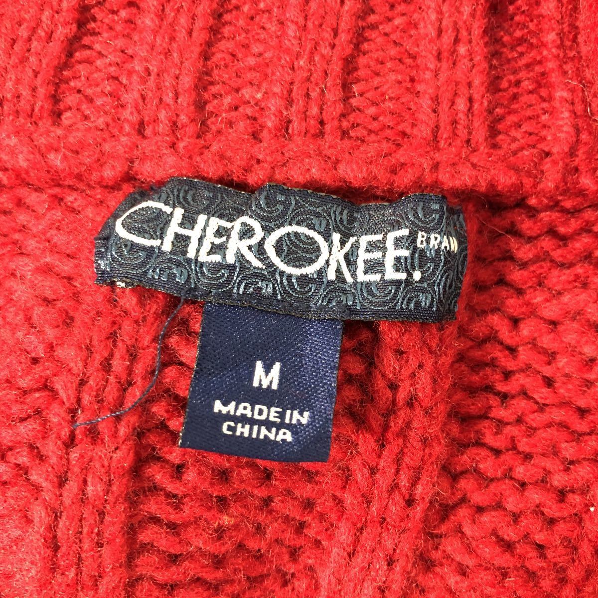CHEROKEE 混紡 ニット セーター M レッド チェロキー ハーフジップ