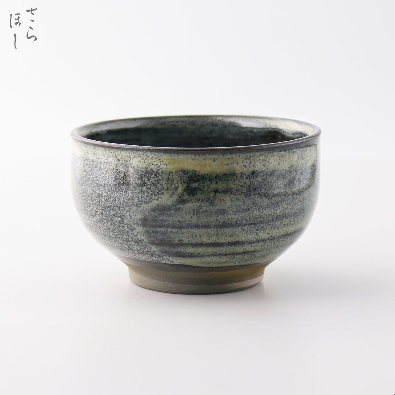 小鹿田焼 小袋窯 抹茶碗 銘 鹿峰 白なだれ 口径約10.5cm 一点もの 陶器