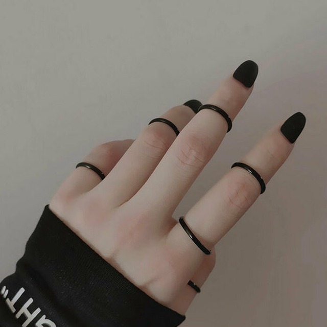 天使と悪魔 病み可愛い チタン鋼 リング 6ピース 指輪 ユニセックス カップル Darkness セクシー 高見え アクセサリー ゴシック ストリート系 原宿系 地雷系 オルチャン 10代 代 天使と悪魔 サブカル系ファッション Seasonz