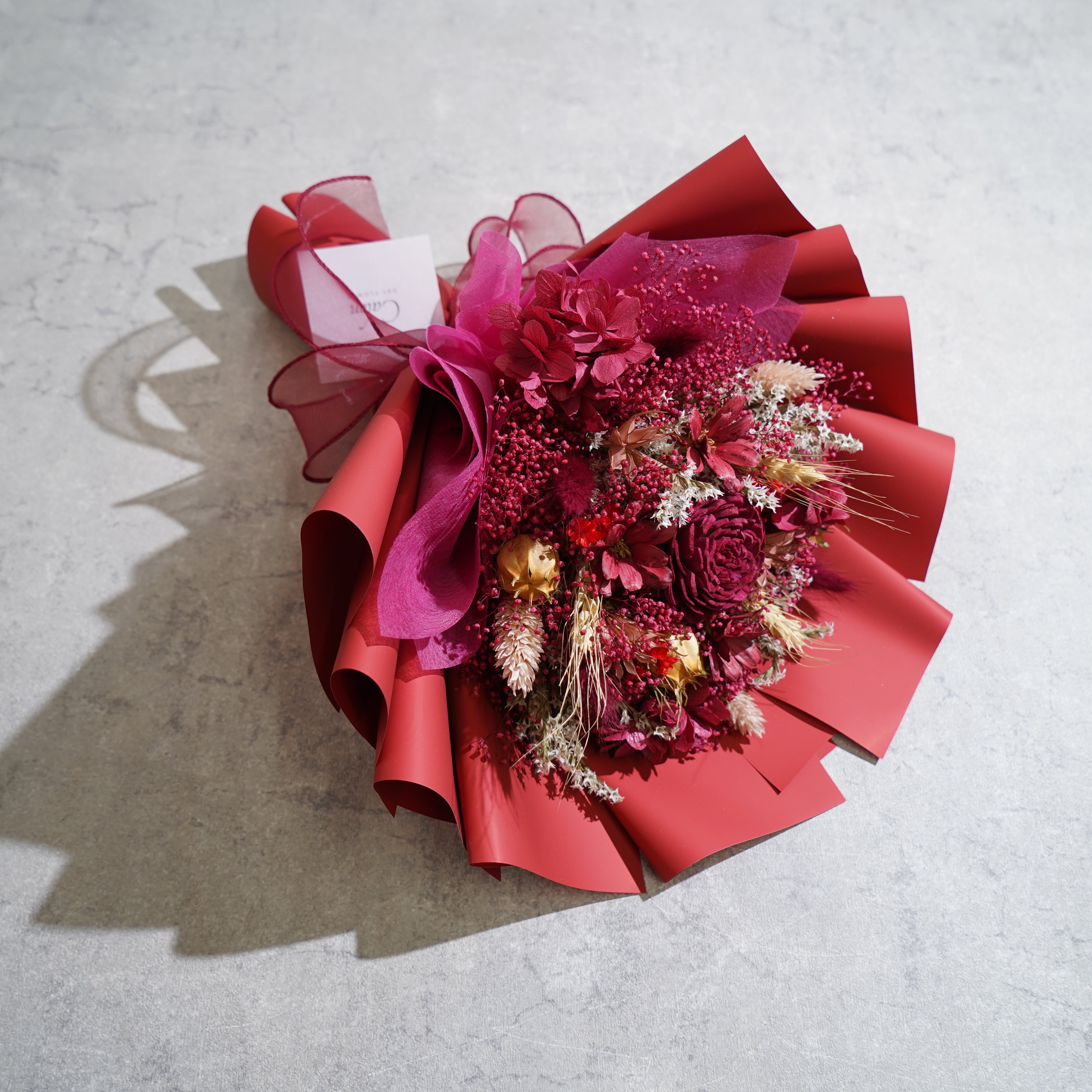 ドライフラワーの花束 Mサイズ レッド M-377≪限定1点≫