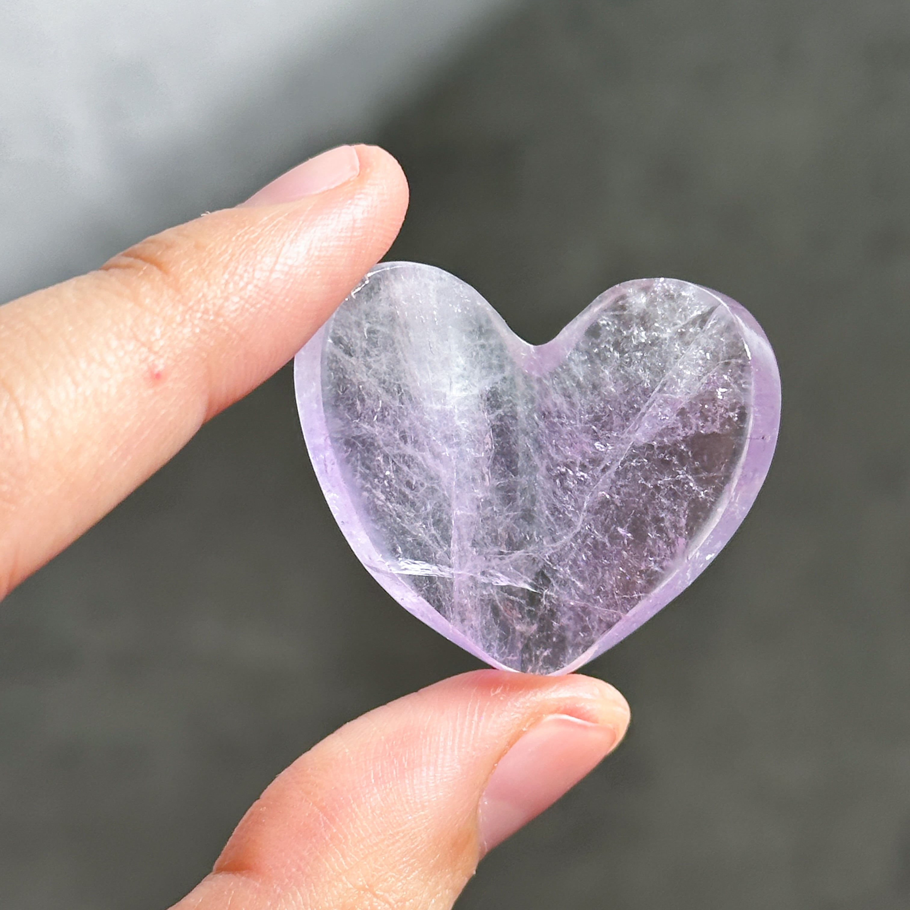 アメジスト 3Dハート 01♡Amethyst heart ♡天然石・鉱物