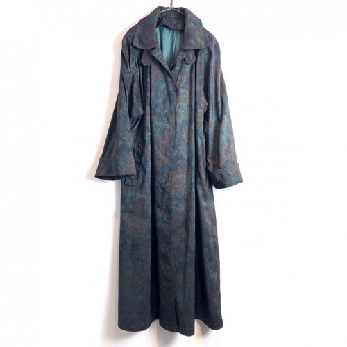 [OLIVER B] Vintage Botanical Pattern Maxi Length Nylon Coat [1980s] Vintage Maxi Length Nylon Coat