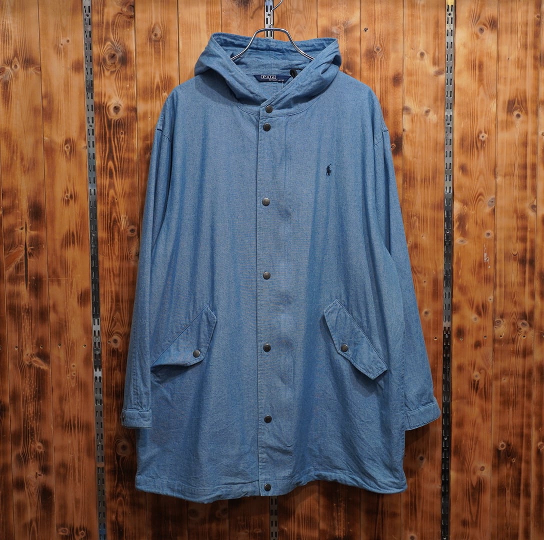 90s ralphlauren M-51タイプ シャンブレー モッズコート ボーイズ170 メンズM〜L位 ラルフローレン