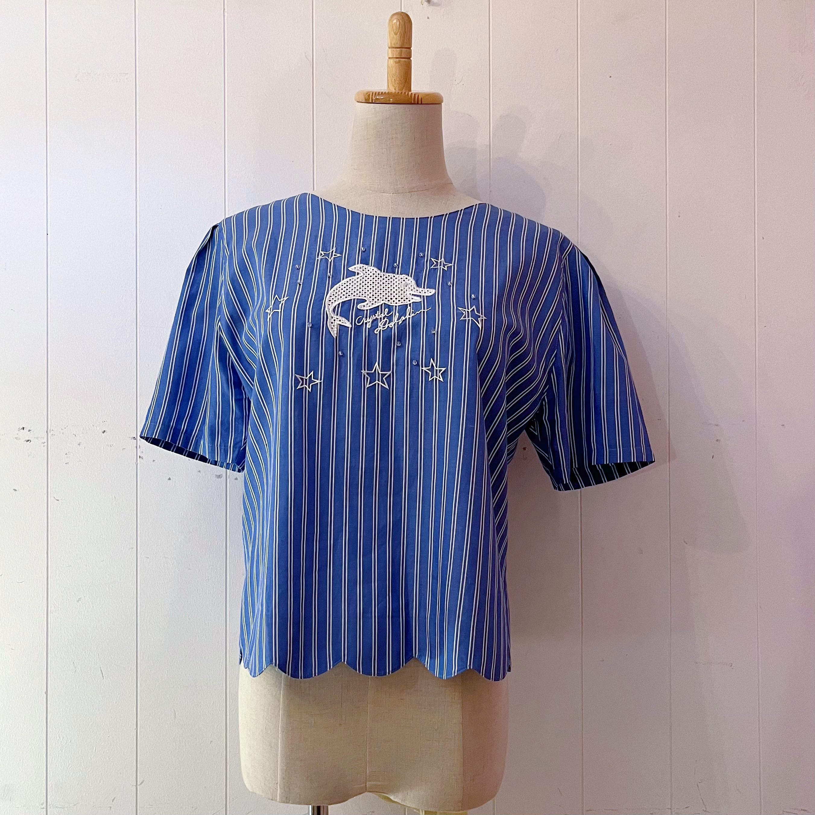 dolphin blue stripe blouse