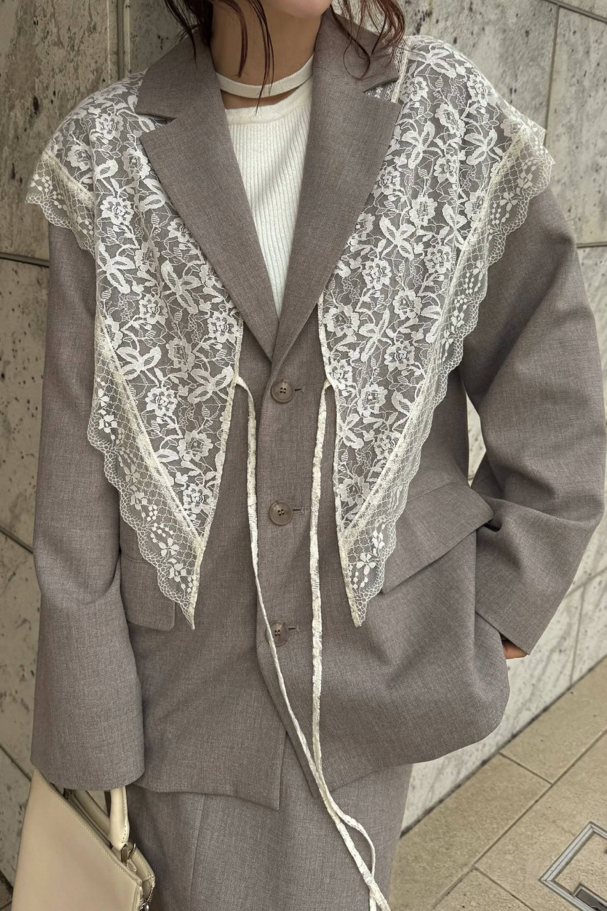 WILLFULLY Arrangement Lace Shawl Oversize JK アレンジメントレース