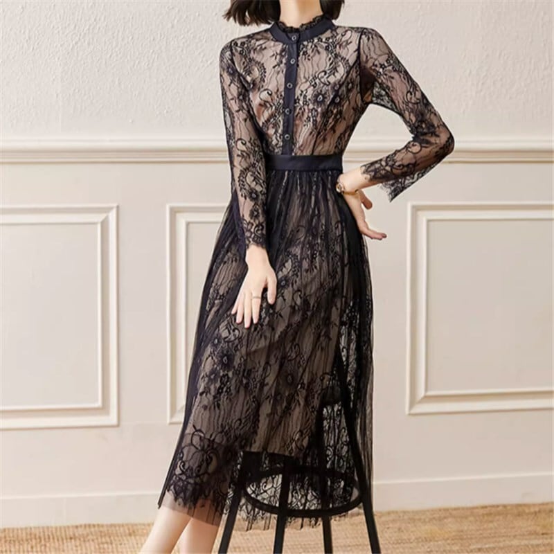 ドレス ロング ロング丈 袖あり 長袖 ラウンドネック Aライン ハイウエスト かわいい 大人可愛い きれいめ シンプル 大人 上品 おしゃれ お洒落 大人可愛い 大人女子 ラブリー キュート ガーリー 個性的 クール セクシー エレガント 華やか 上品 お姫様 お嬢様 清楚 無地 20代 30代 40代 レディース デート 女子会 パーティー イベント レストラン 韓国 韓国系 オルチャン ファッション コーデ スタイル 美脚 脚長 春 秋 二次会 1.5次会 お呼ばれ