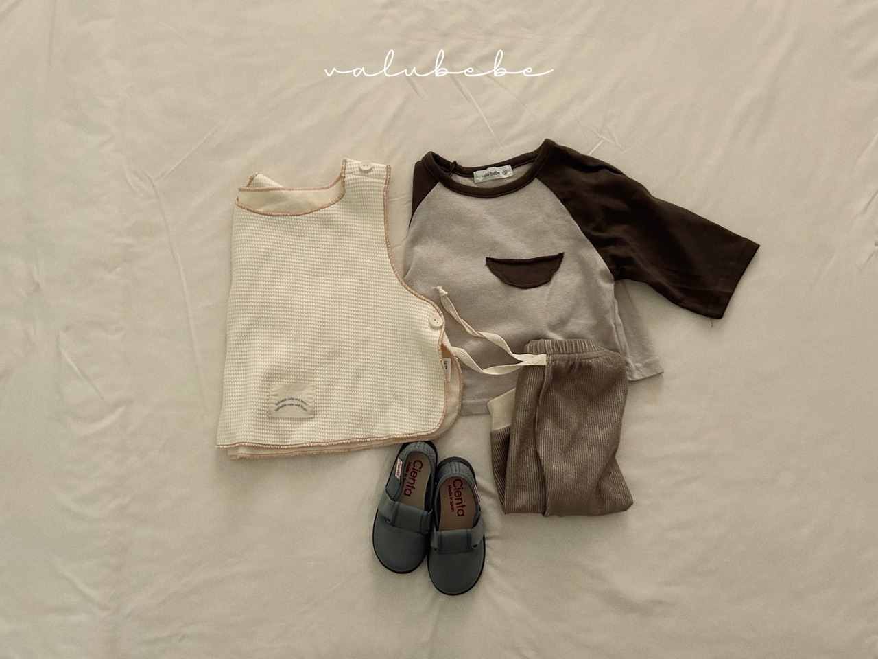 【valu bebe】2トーンバイカラーリブパンツ ブラウン 60〜90cm - 3