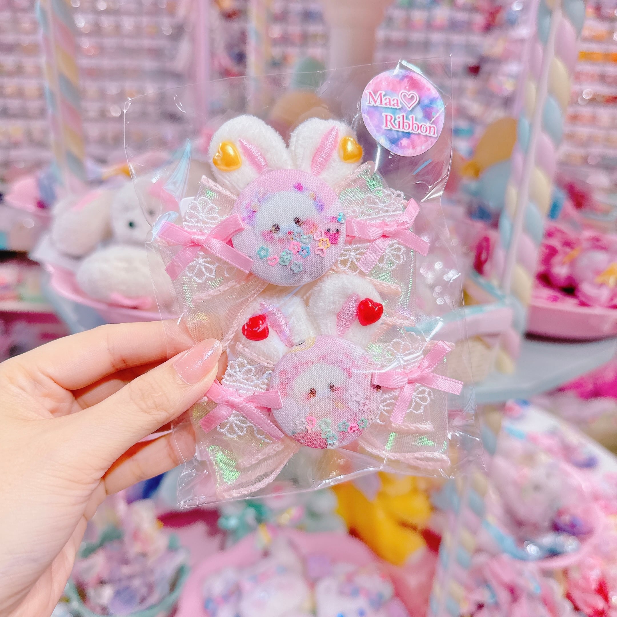 【R14】57-7くるみリボンツインヘアクリップ