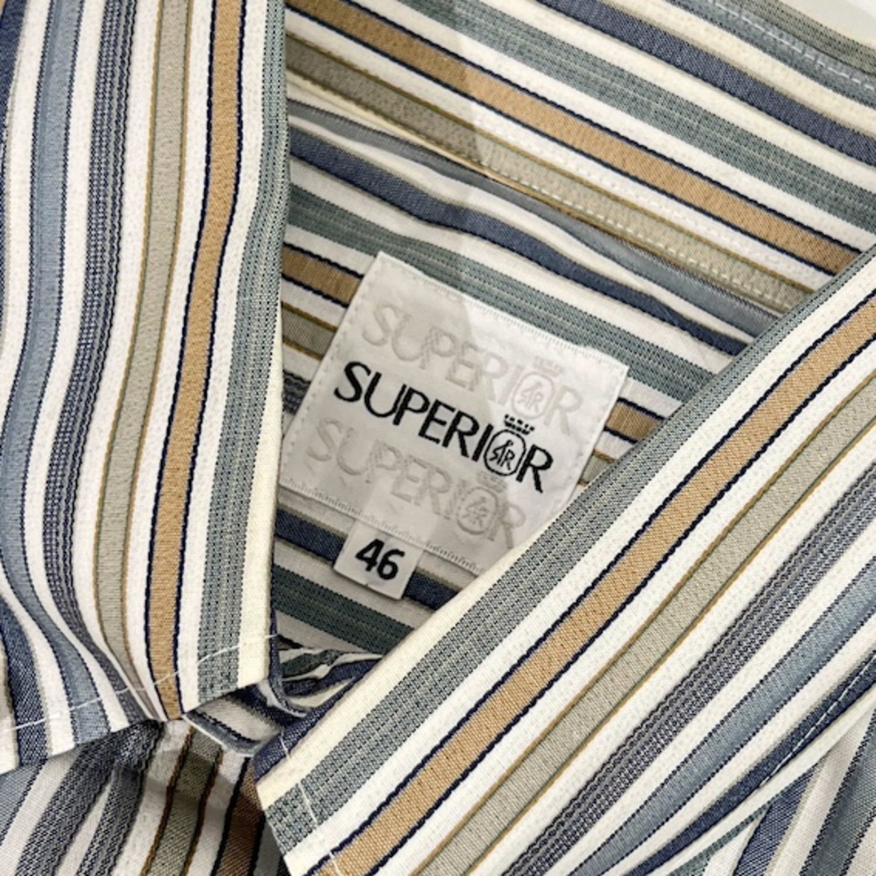 SUPERIOR スペリオール ストライプ BD ボタンダウン 長袖シャツ 46/メンズ