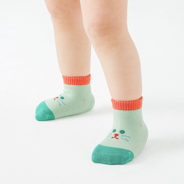 【即納】滑り止め付き 動物の顔がかわいいショート丈ソックス 5足セット