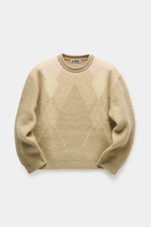 [COOR] Hairy Mixed Argyle Crewneck Sweater (Yellow) 正規品 韓国ブランド 韓国通販 韓国代行 韓国ファッション クール クーア クアー COOR 日本 店舗