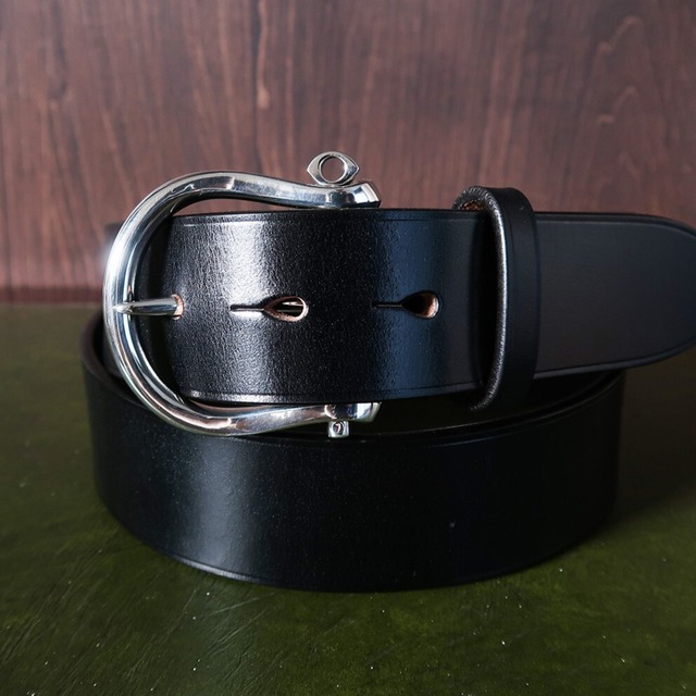 【STERLING SILVER】 SHACKLE BUCKLE 35 BELT　シルバー９２５製シャックルバックル35mmベルト　UKブライドルレザー一枚革ベルト