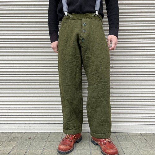50s イギリス軍 ライナーパンツ トラウザーズ インナーパンツ オリーブ 6 グリーン スリーピン スウェットパンツ ウール コットン 40s