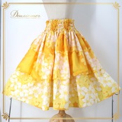 フラダンス 衣装 パウスカート イエロー系 アビバーレ プルメリア柄 ハワイアンプリント Avivare アロハ フラ ダンス レッスン 練習 フリル 華やか 鮮やか かわいい おしゃれ 上品 ふんわり 軽やか 明るい シングル スカート フレアスカート ホワイト系 ハワイ アロハシャツ サマー パーティー ボリューム感 レディース スカートファッション ふんわりスカート