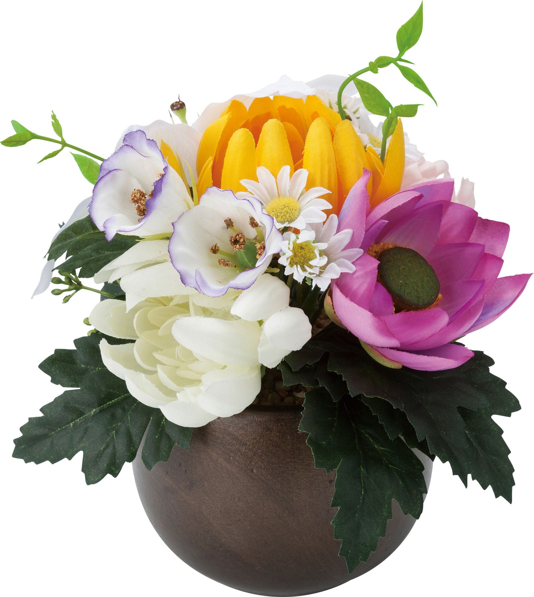 ブツダンヨウラウンドポット　ミックス系　FP-0846MIX　4961823698910　造花（アーティフィシャルフラワー） > 定番造花フラワー（素材）