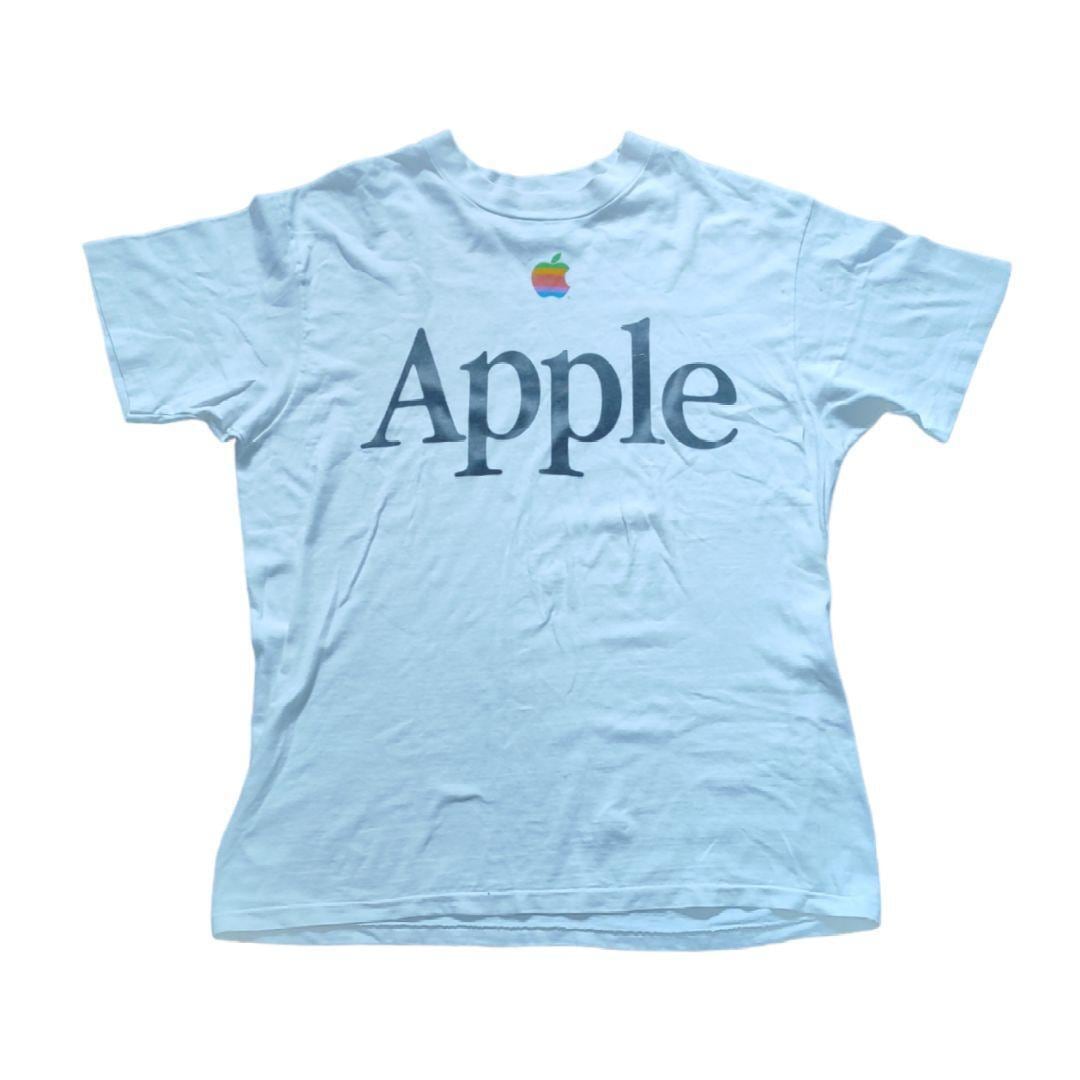 Apple スペルロゴ Tシャツ レインボー シングル 白 L 90s 企業-