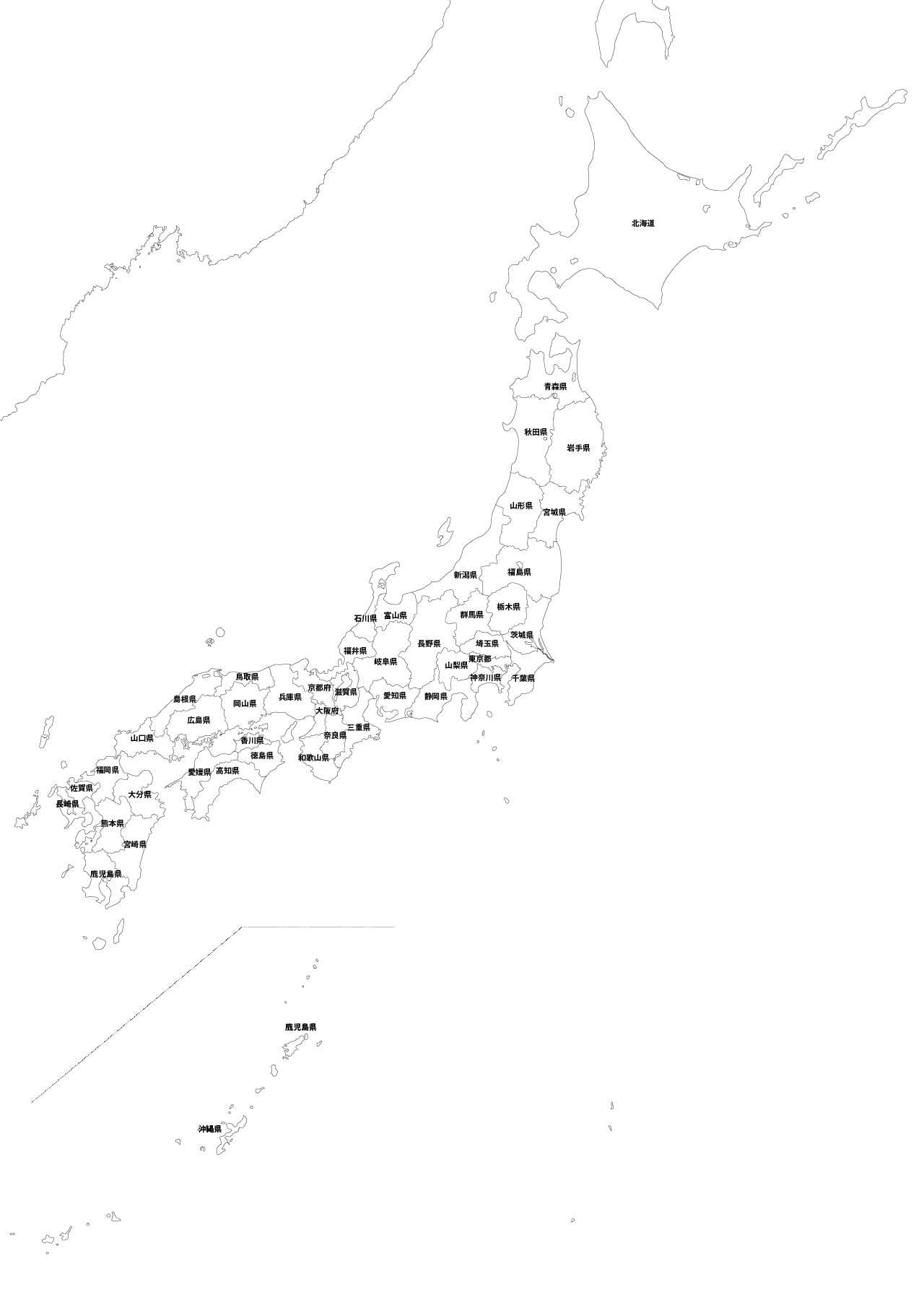 日本地図 白地図 Aiベクター編集可能 地図素材ならmap Data Store 地図データ 白地図の販売