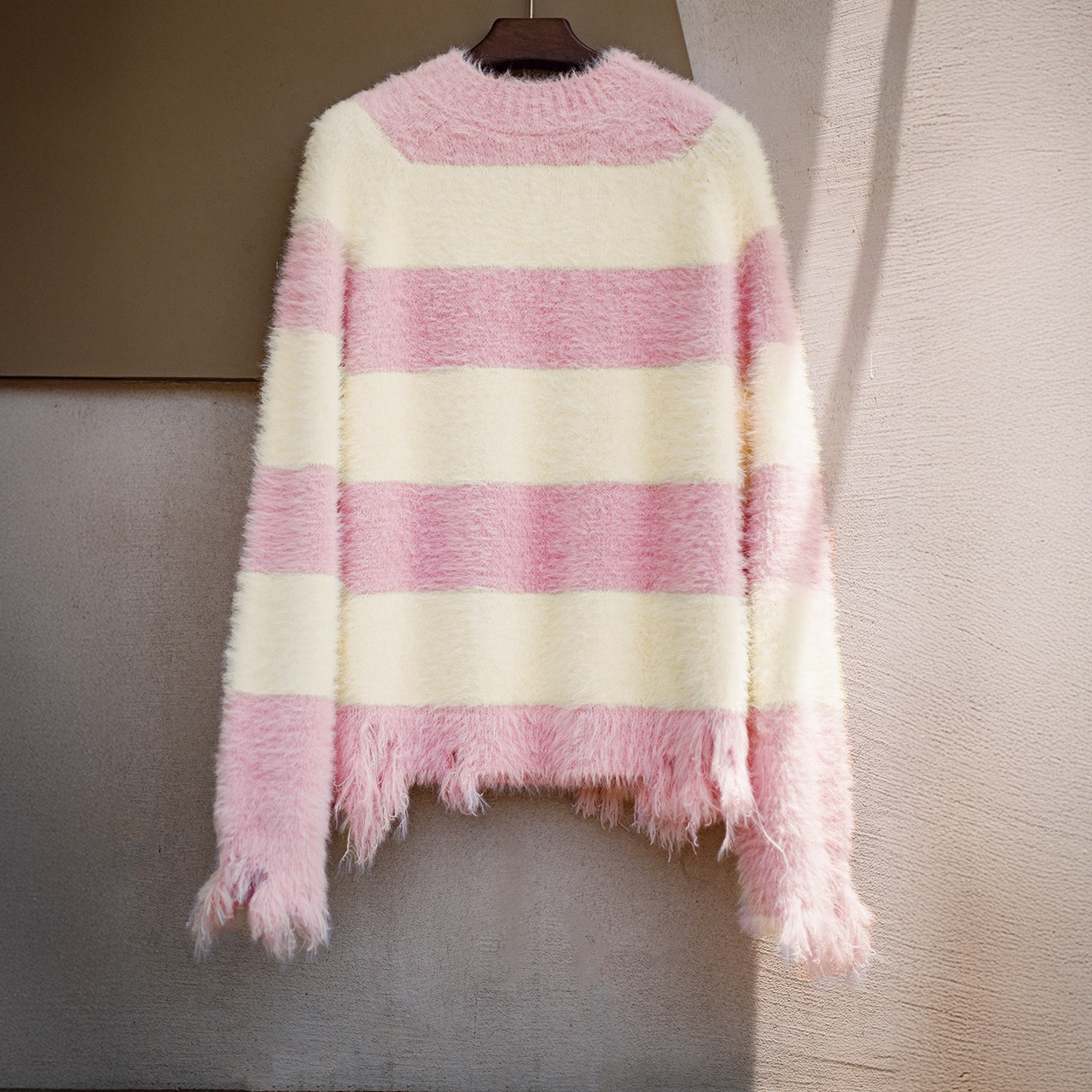 Pink Striped Knit Sweater / ピンク ボーダー ストライプ ニット セーター
