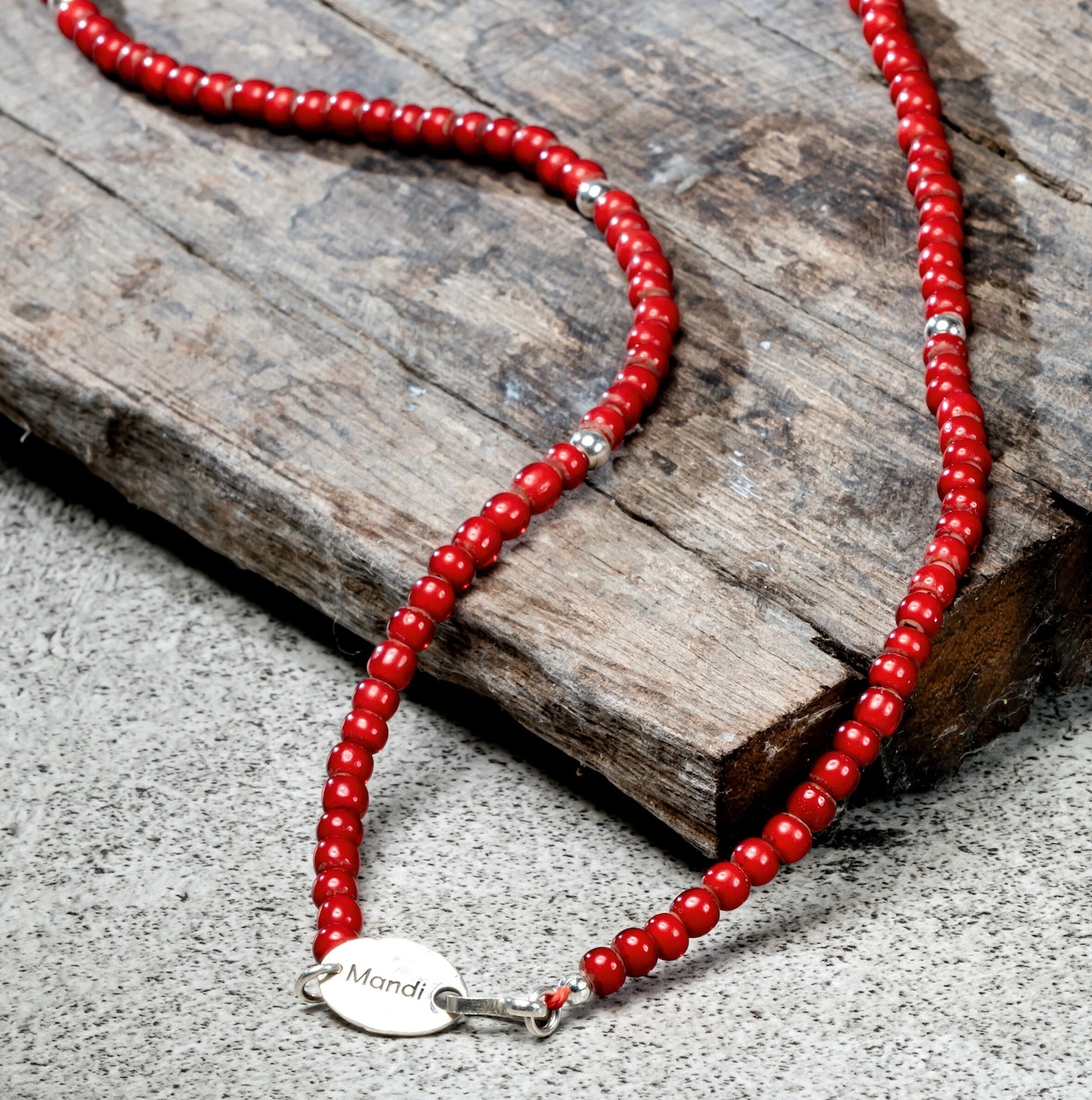 Mandi/マンディ Antique Beads Necklace(60cm)(Red)