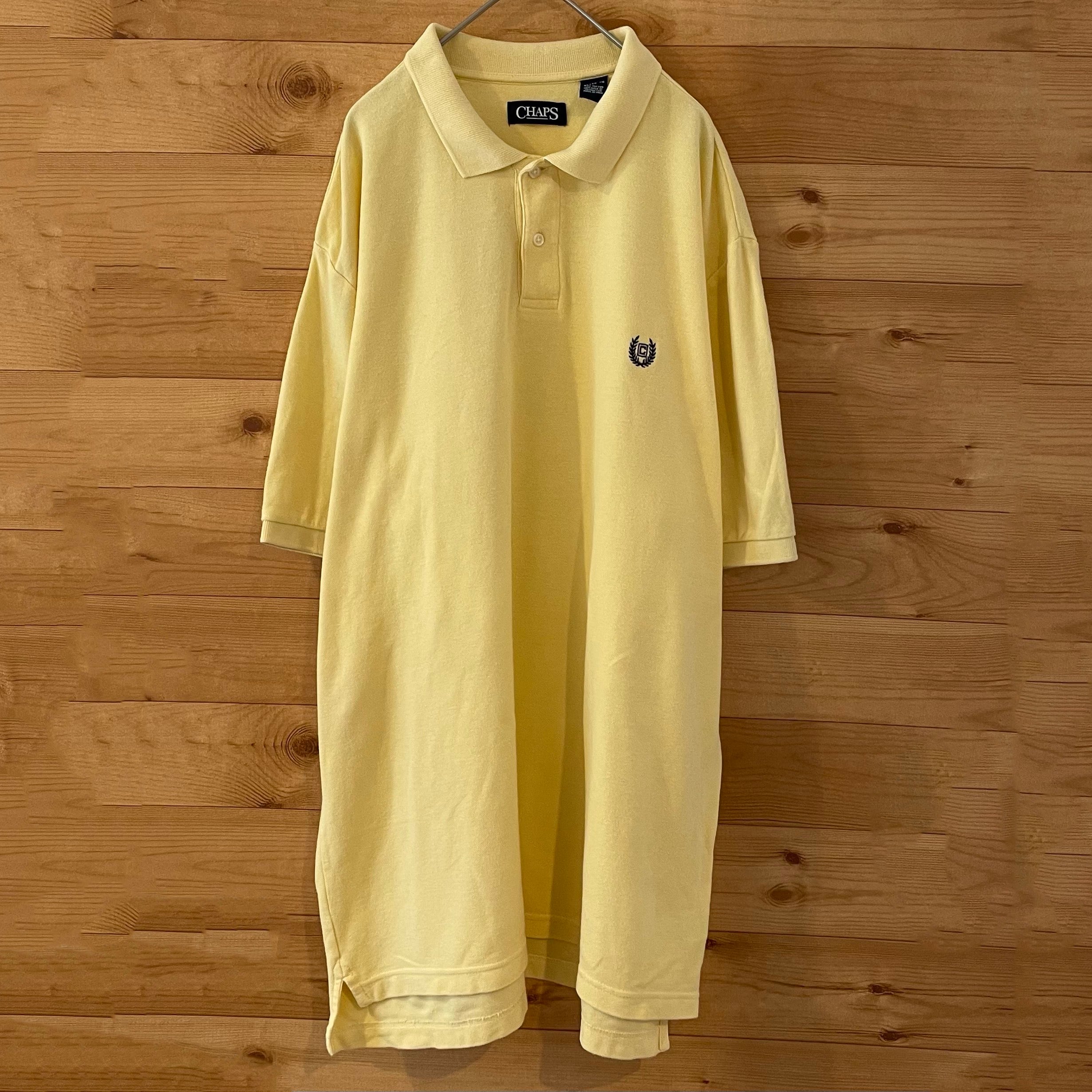 CHAPSビッグサイズ ポロシャツ XL 刺繍ロゴ ライトイエロー