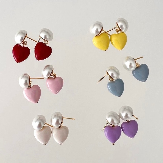 pastel heart pearl pierce【 6color 】