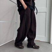ワイドシルエット切替フリースPT/ブラウン