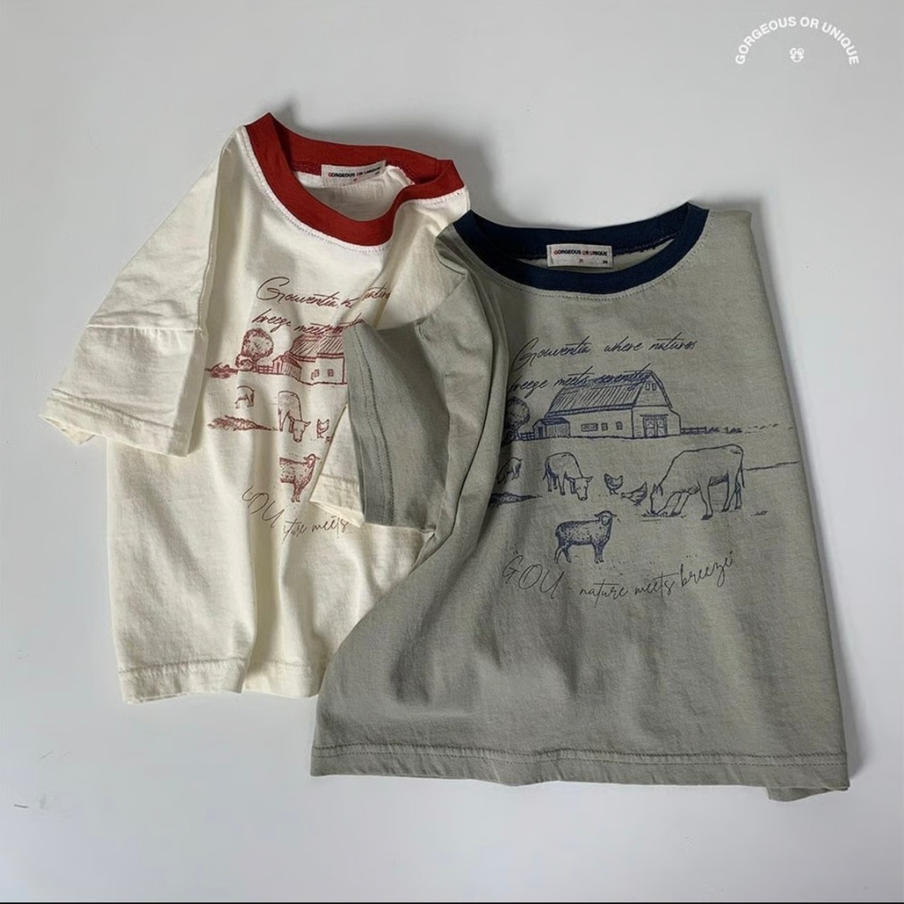 【GO.U bebe】ベビーファームTシャツ カーキ 80~90cm - 8