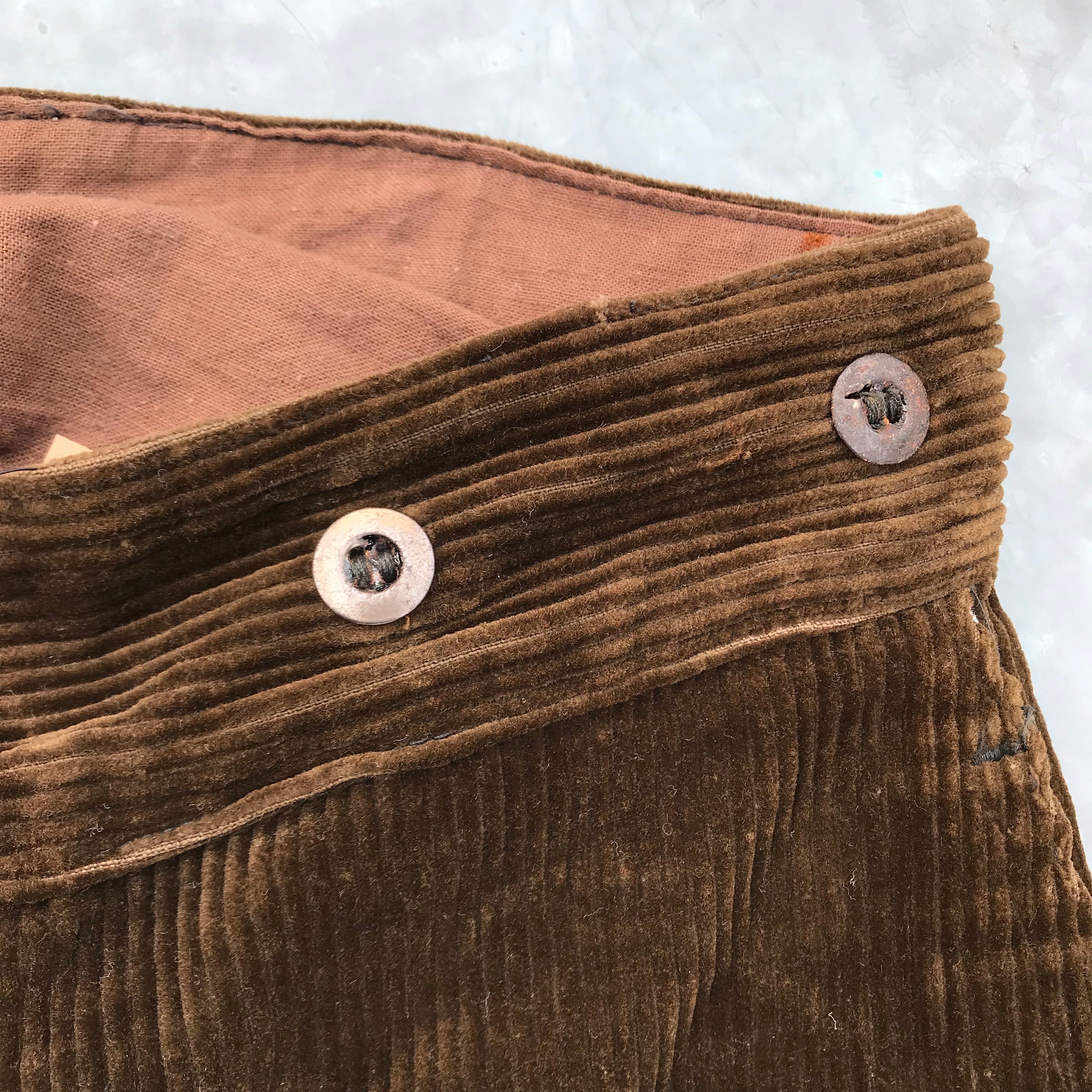 VINTAGE / ヴィンテージ  | 推定1950s～ | French Corduroy Pants フレンチワーク 太畝 コーデュロイ ワイド パンツ | ブラウン | メンズ