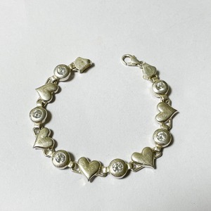 Old 925 Silver Heart & Bijoux Link Bracelet Made In Hungary