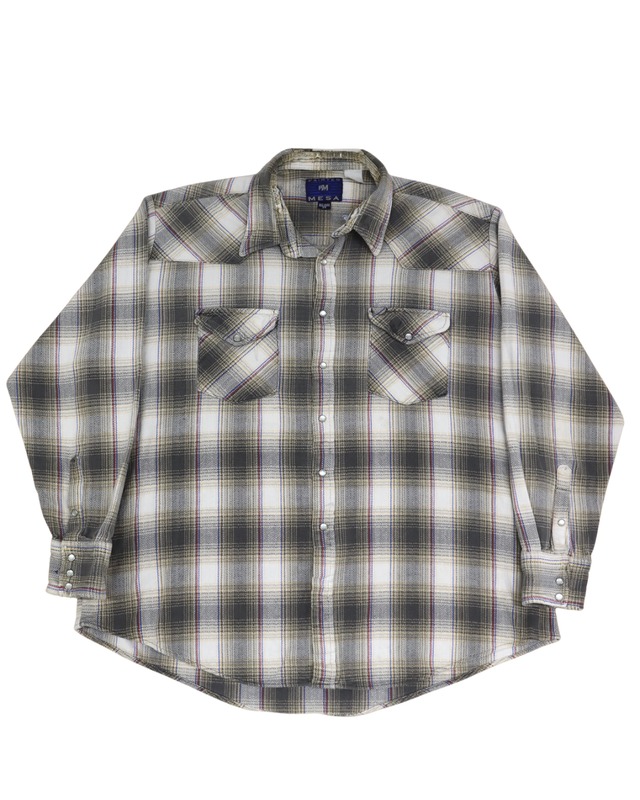 PAINTED MESA Herringbone Plaid Western Flannel Shirt 2X