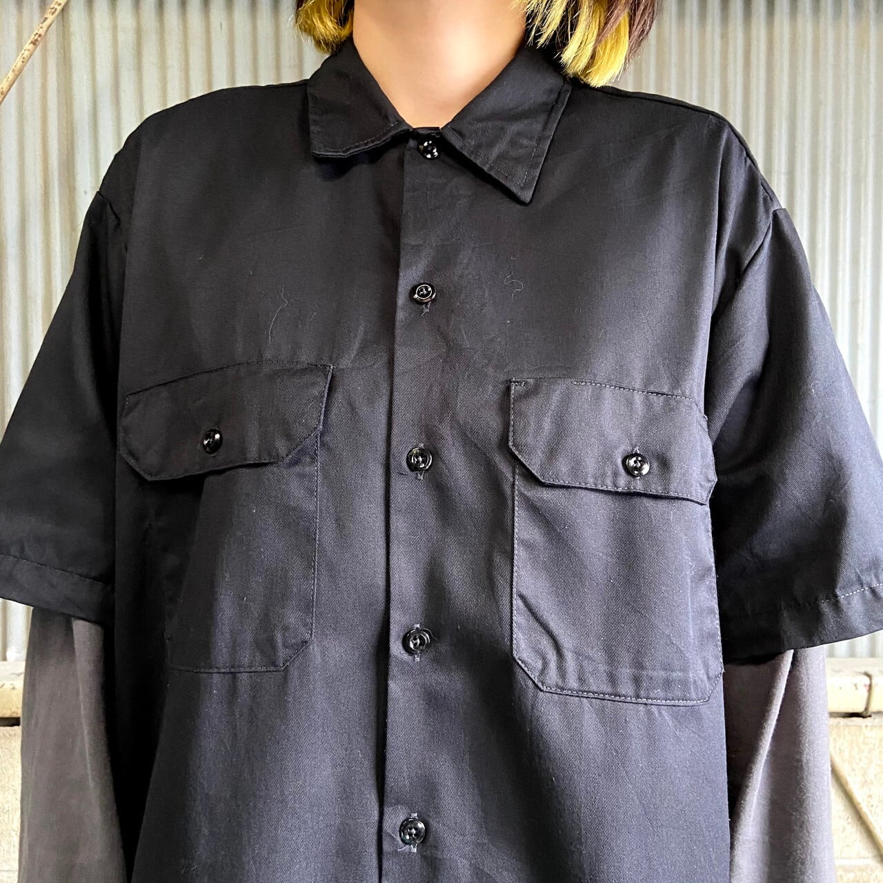 Dickies ディッキーズ 半袖ワークシャツ メンズl 古着 ブラック 黒 半袖シャツ Sa24 Ss27 Cave 古着屋 公式 古着通販サイト