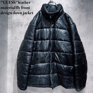 "GUESS"leather material fly front design down jacket