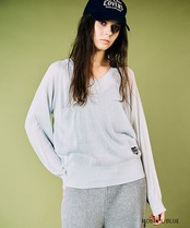 ロゴVネックシアーニットTOPS (L/BLUE)　CQ-49014