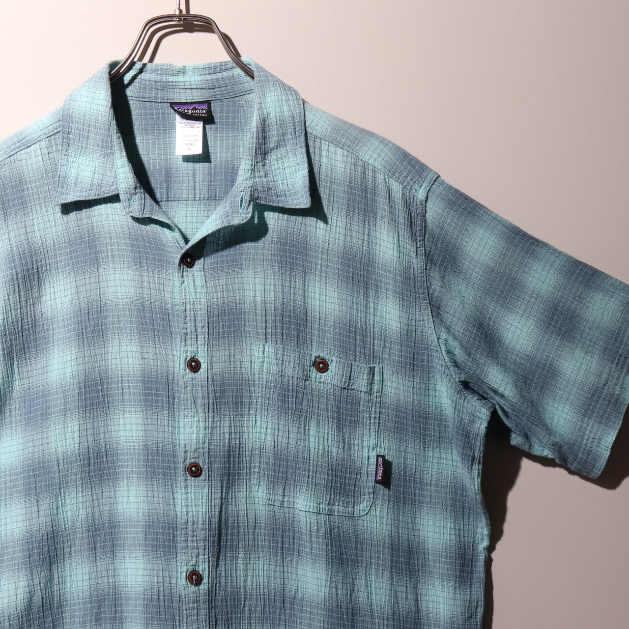 極美品 XL 11年 Patagonia A/C Yarn Dyed Shirt オンブレチェック シャツ パタゴニア 青 ブルー