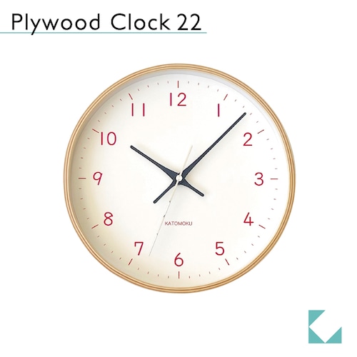 KATOMOKU plywood clock 22 km-121LP 掛け時計 ライトピンク
