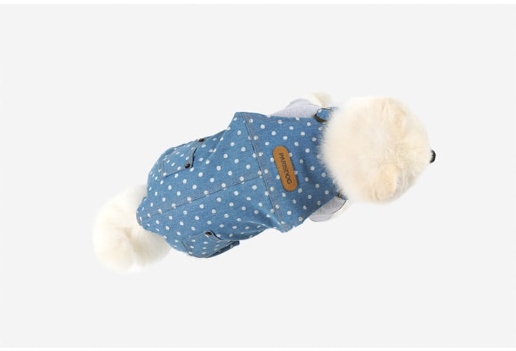 ドットデニムオーバーオール S ~ XL 2color / 犬服 オールインワン つなぎ 小型犬 中型犬 ドッグウェア お揃い 可愛い 犬の服 tsu3